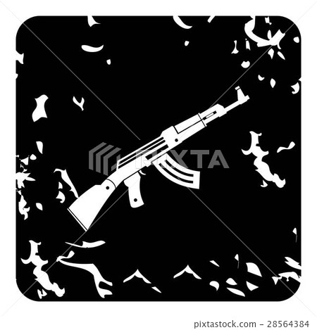 Automatic Kalashnikov icon, grunge style 28564384