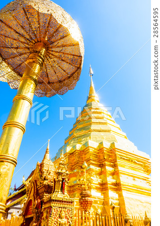 Gold Pagoda beautiful architecture in Wat Phrathat Doi Suthep 28564595