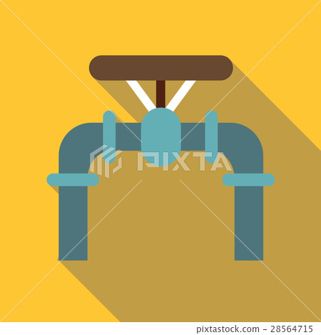 Pipe with valves icon, flat style Pipe with valves icon, flat style 28564715