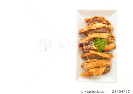 Fried crispy pork isolated on white background Fried crispy pork isolated on white background 28564737