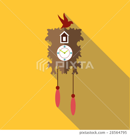 Wall cuckoo clock icon, flat style 28564795