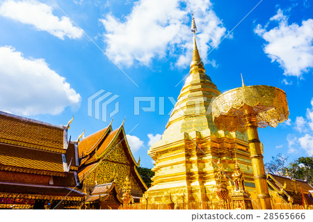 Gold Pagoda beautiful architecture in Wat Phrathat Doi Suthep Gold Pagoda beautiful architecture in Wat Phrathat Doi Suthep 28565666