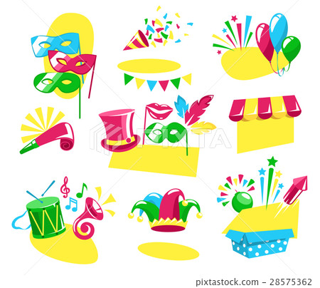 Carnival Festive Labels Signs Icons Collection 28575362