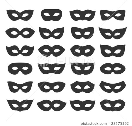 Set Collection of Black Carnival Masquerade Masks 28575392
