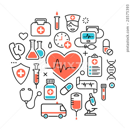 Health Heart Care Concept Medical Icons Signs 28575393