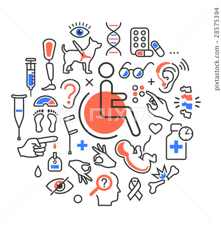 Disability Concept Medical Icons Signs on White 28575394