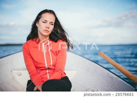 amazing beautiful haired girl swims on a wooden amazing beautiful haired girl swims on a wooden 28576681