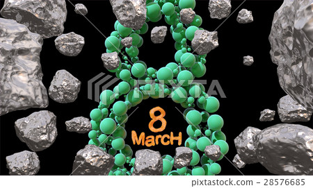 8 March symbol. Figure of eight made of green 8 March symbol. Figure of eight made of green 28576685
