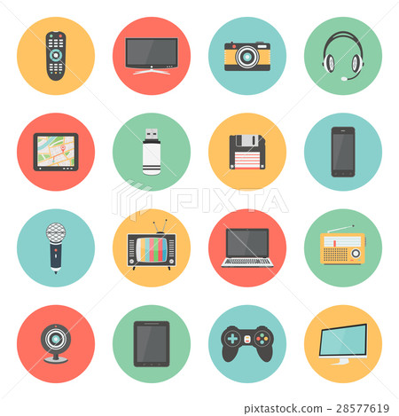 Flat icons set of multimedia devices 28577619