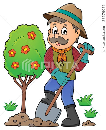 插圖素材: gardener planting tree theme image 1