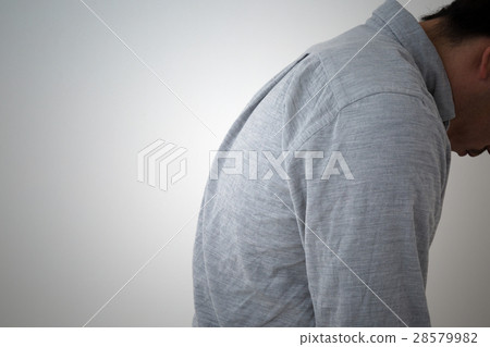 Young man depressed skull back black back 28579982