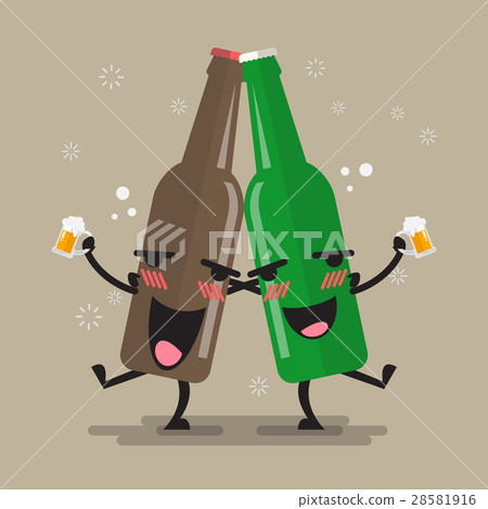 Two drunk beer glasses character Two drunk beer glasses character 28581916