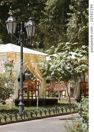 street cafe interior in green city park  28582194