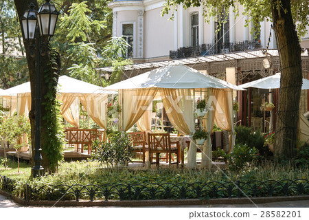 street cafe interior in green city park  28582201