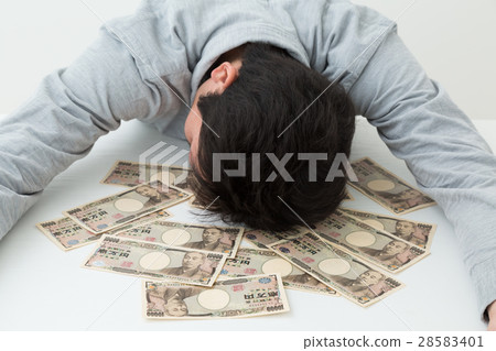 Money and young man white back Money and young man white back 28583401