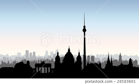 Berlin city buildings silhouette. German cityscape 28583601