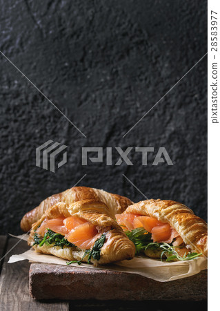 Two croissant with salmon Two croissant with salmon 28583977