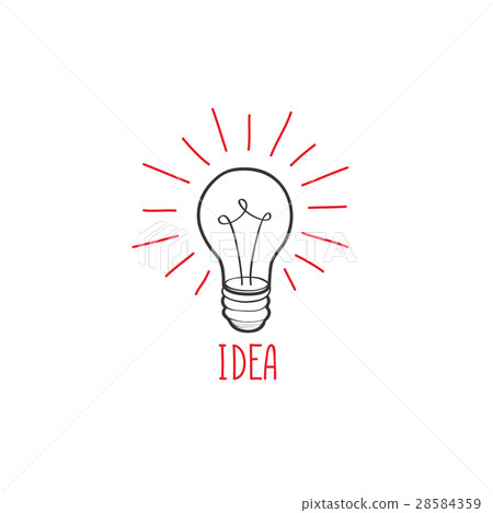 Lamp bulb isolated, handwritten lettering Idea Lamp bulb isolated, handwritten lettering Idea 28584359