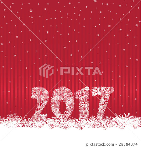 Winter Christmas background with 2017 and snow.  28584374