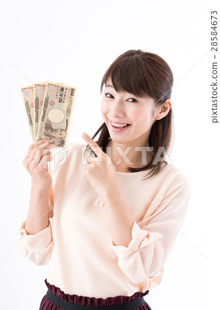 年輕女性，賬單，3萬日元 28584673