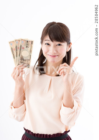 Young women, bills, 30,000 yen Young women, bills, 30,000 yen 28584962