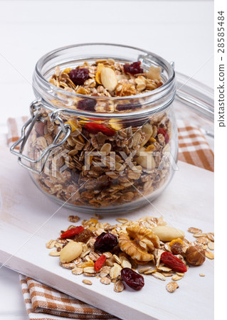 Jar of homemade muesli Jar of homemade muesli 28585484