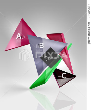 Glossy glass translucent triangles on 3d empty Glossy glass translucent triangles on 3d empty 28585815