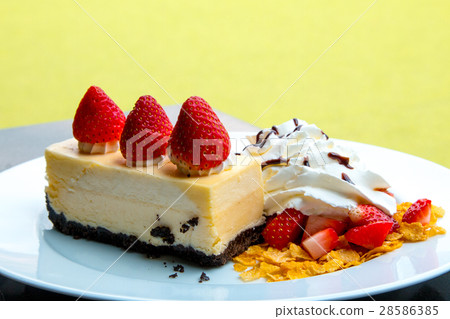 Strawberry Cheesecake  and chocolate sprinkles. 28586385