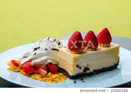 Strawberry Cheesecake  and chocolate sprinkles. 28586386