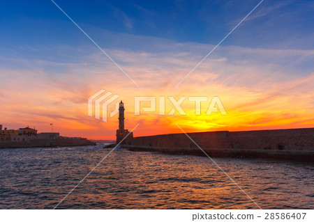 Lighthouse at sunset, Chania, Crete, Greece Lighthouse at sunset, Chania, Crete, Greece 28586407
