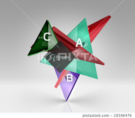 Glossy glass translucent triangles on 3d empty Glossy glass translucent triangles on 3d empty 28586476
