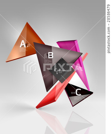 Glossy glass translucent triangles on 3d empty Glossy glass translucent triangles on 3d empty 28586479