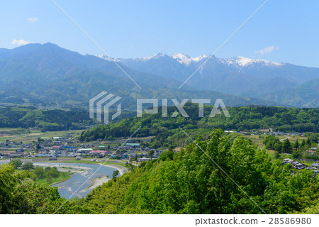Nagano Central Alps and Ina valley countryside scenery 28586980