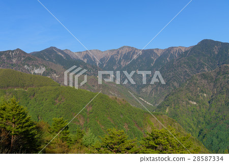 南阿爾卑斯山的南部的看法長野積雪的季節的 南阿爾卑斯山的南部的看法長野積雪的季節的 28587334