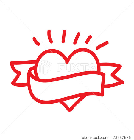 Heart with ribbon. Vector 28587686