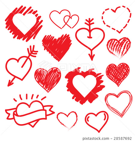 Vector hearts set. Hand drawn. 28587692