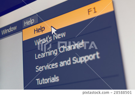 Software menu item with f1 help command 28588501