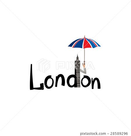 London sign. Handwritten lettering and umbrella 28589296