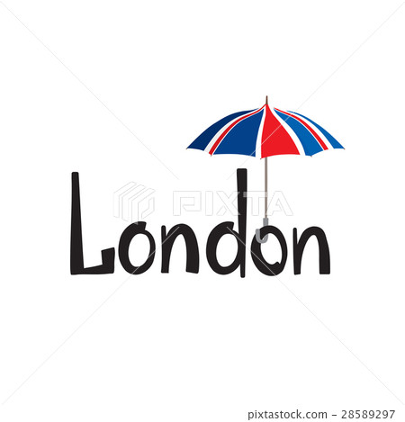 London sign. Handwritten lettering and umbrella 28589297