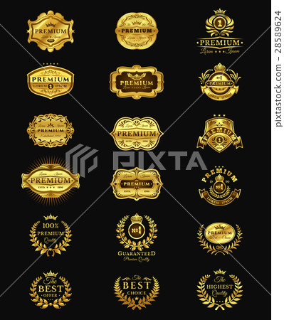 Golden Badges, stickers premium quality isolated 28589624
