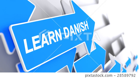 Learn Danish - Label on the Blue Pointer. 3D. 28589792