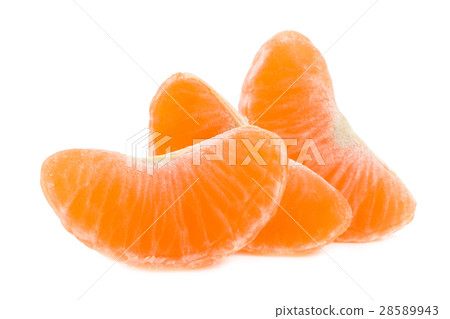 Three slices of tangerine isolated on white 28589943