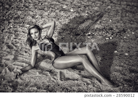 sexy and sensual woman in bikini posing on the bea sexy and sensual woman in bikini posing on the bea 28590012