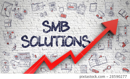 SMB Solutions Drawn on White Brick Wall.  28590277