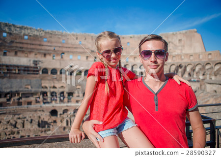 Young father and little girl in Coliseum, Rome Young father and little girl in Coliseum, Rome 28590327
