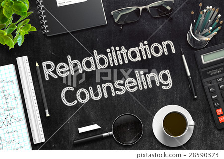Rehabilitation Counseling on Black Chalkboard. 3D 28590373