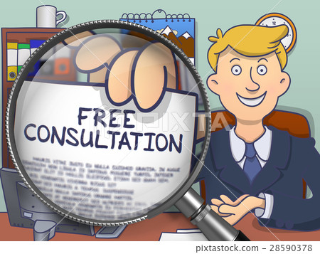 Free Consultation through Lens. Doodle Concept. Free Consultation through Lens. Doodle Concept. 28590378