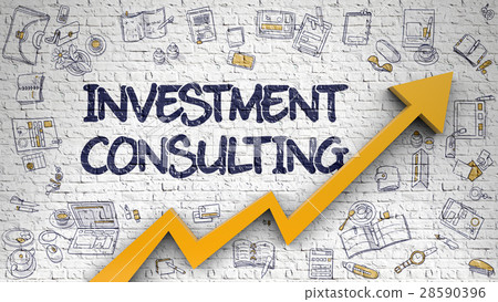 Investment Consulting Drawn on White Wall.  28590396