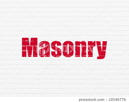 Construction concept: Masonry on wall background 28590776