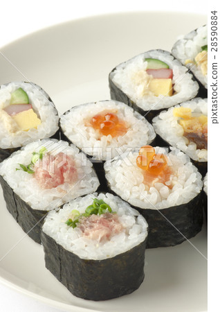 Seafood wrapped sushi 28590884